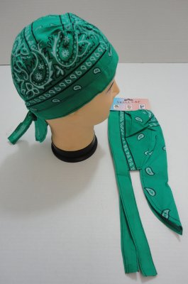 SKULL Cap-Green Paisley